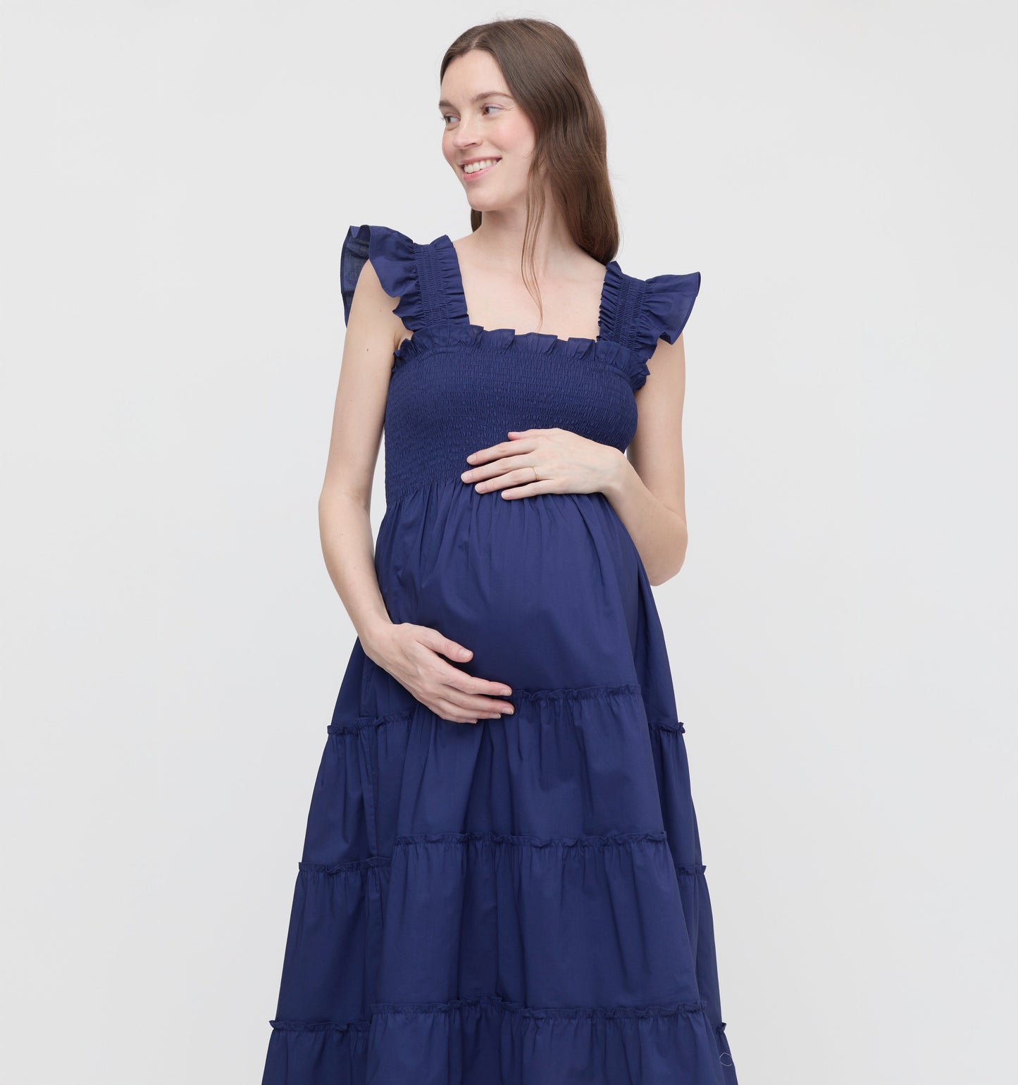 The Maternity Ellie Nap Dress - Navy Cotton