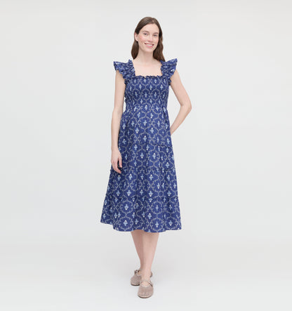 The Maternity Ellie Nap Dress - Navy Trellis