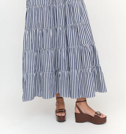 The Ellie Maxi Nap Dress - Navy Stripe