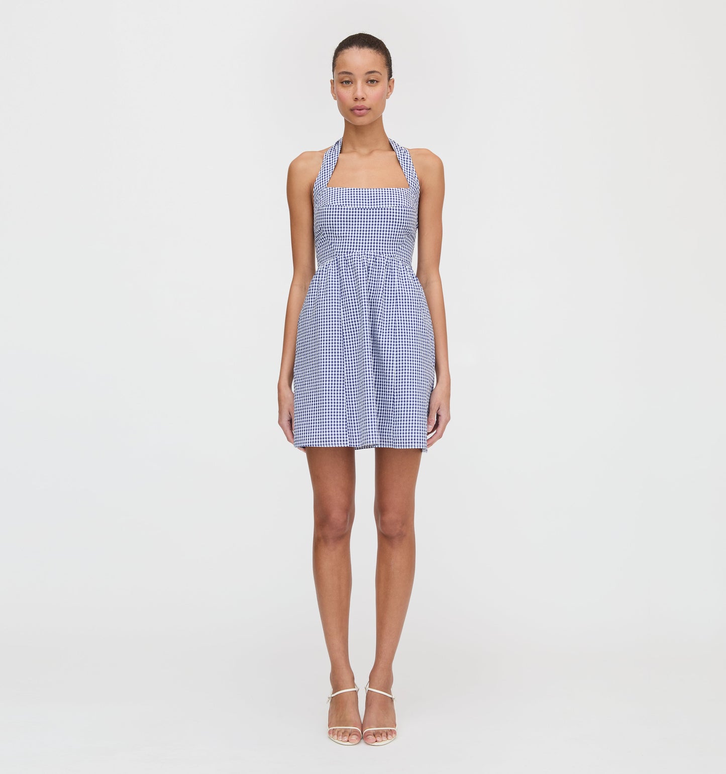 The Fleur Mini Dress - Navy Gingham