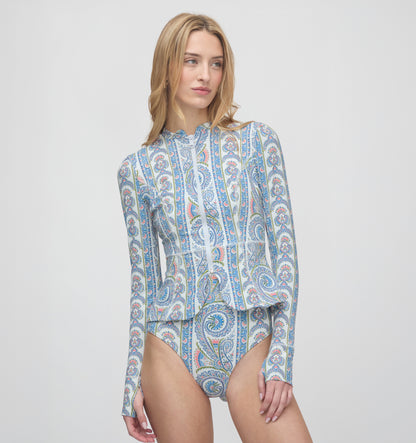 The Alexia Rashguard - Blue Corsica Paisley