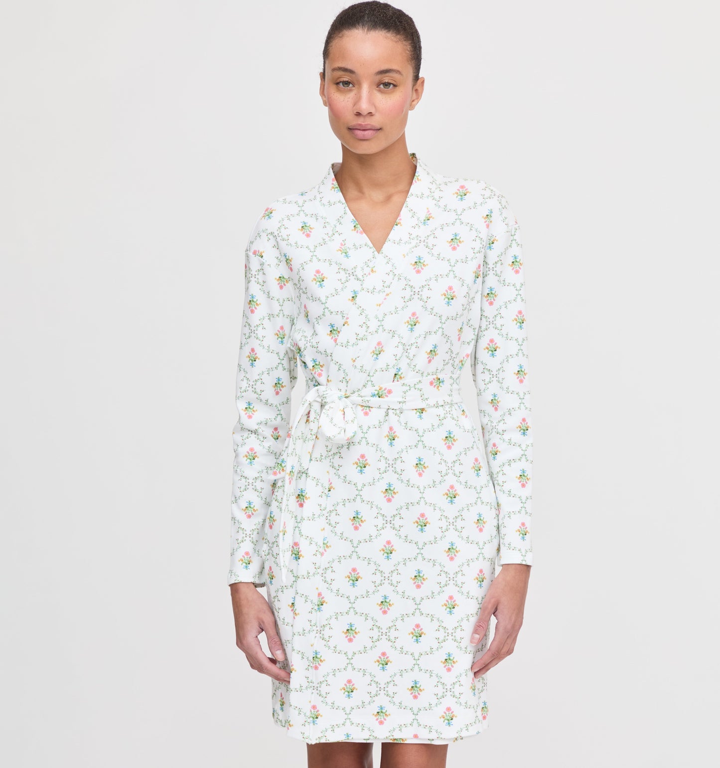 The Ivory Robe - Pastel Trellis