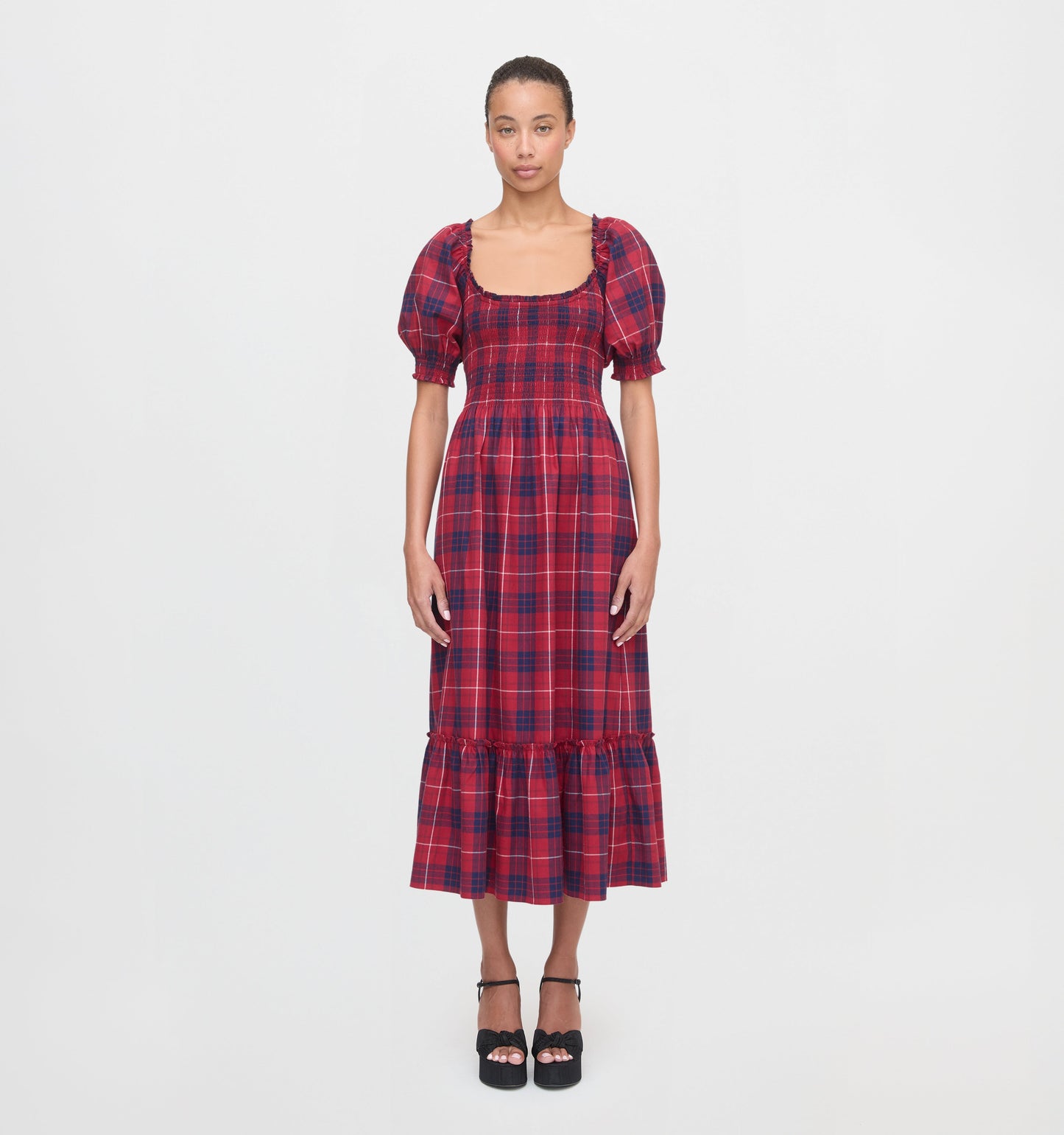 The Louisa Nap Dress - Cherry Tartan