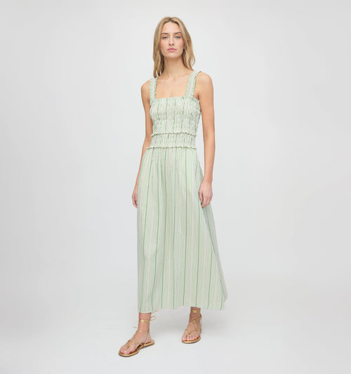 The Azalea Maxi Nap Dress - Green Jacquard Stripe