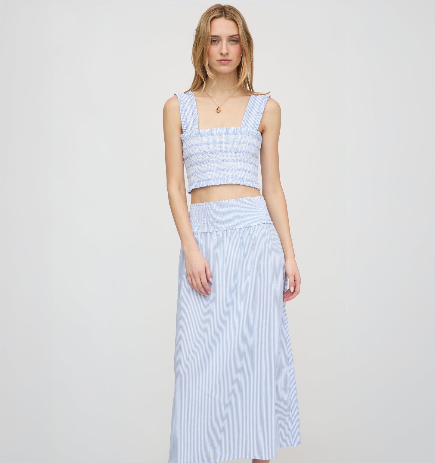 The Delphine Nap Skirt - Blue/White Stripe