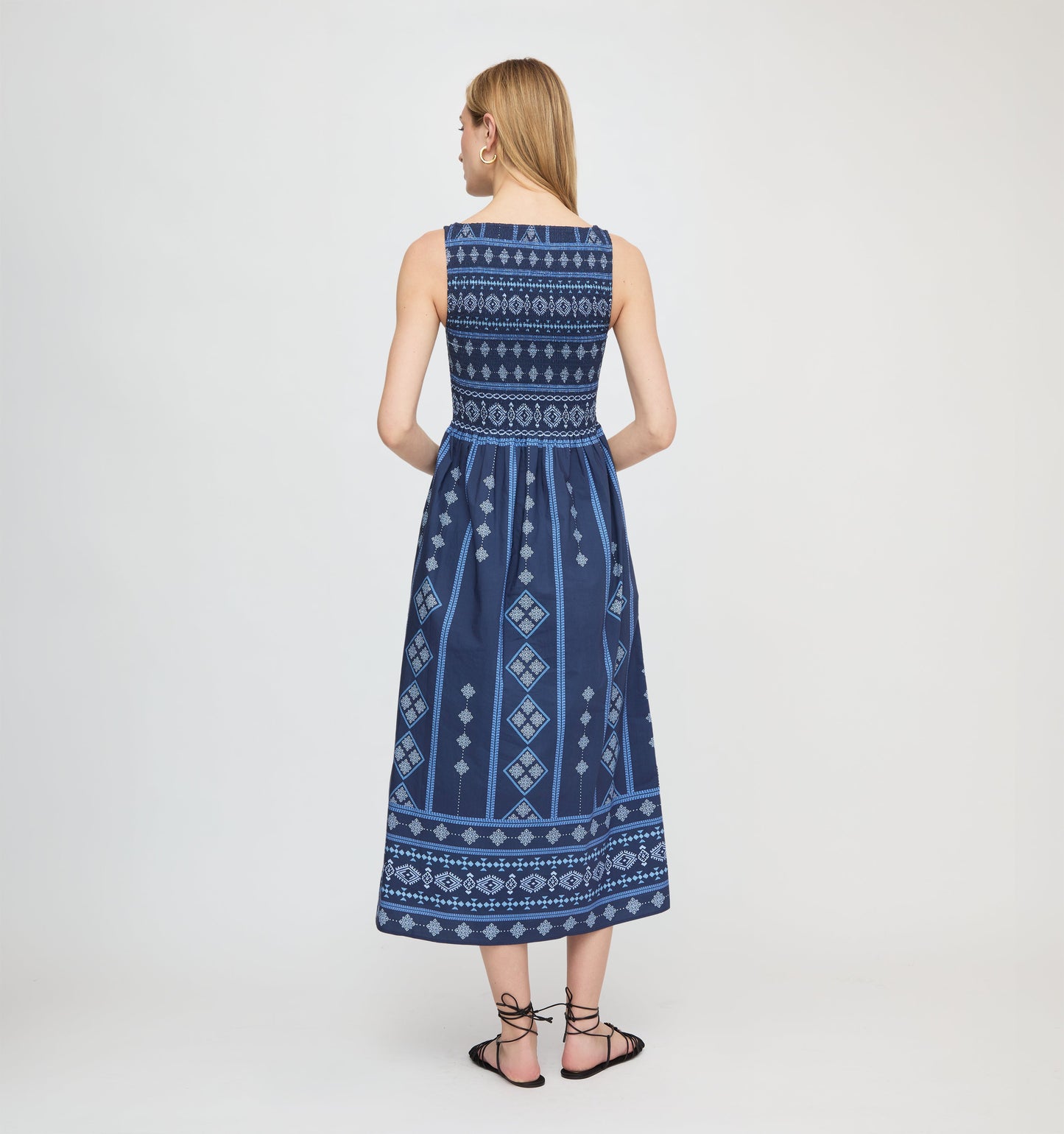 The Cosima Nap Dress - Navy Diamond Batik