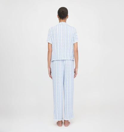 The Marina Pajama Set - Blue Petal Stripe