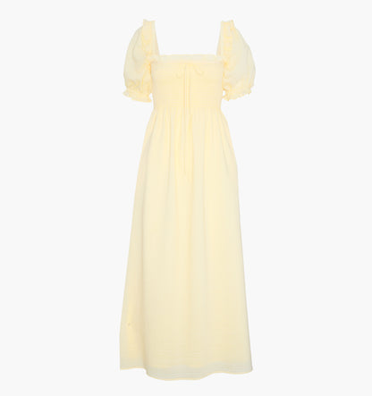 The Scarlett Nap Dress - Butter Yellow Tonal Seersucker