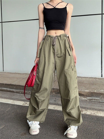 Y2K Cargo Parachute Pants Wide Legs