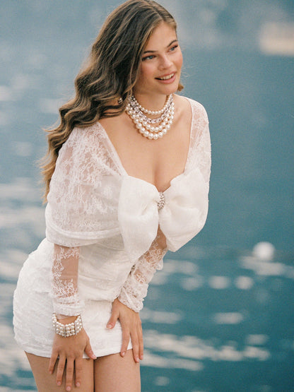 Sydney Bow Dress (White) (Final Sale)