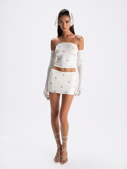 Rosana Embroidered Skirt (White) (Final Sale)